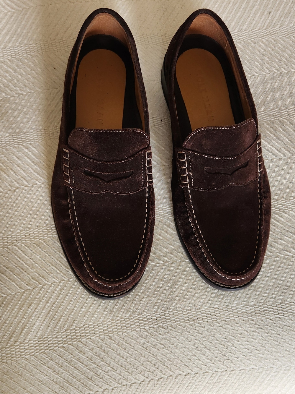 Cole Haan Men's Brown Suede Penny Loafers